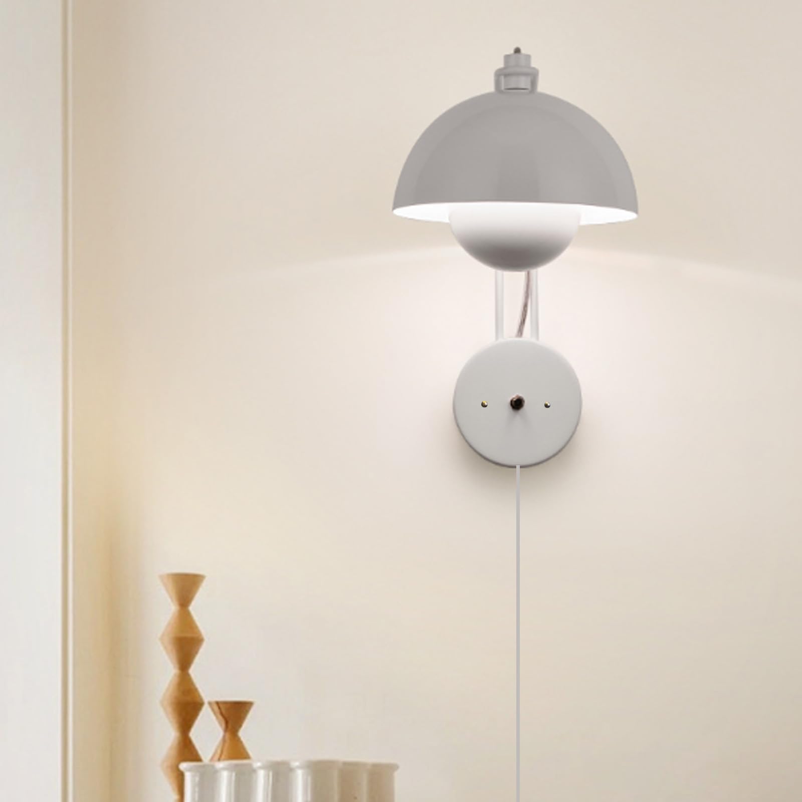 LED Wandleuchte 3000K/4000K/6000K Dimmbar Wandlampe mit Schalter Stecker Lesen Wandbeleuchtung Innen Modern Kreativ Design Eisen für Schlafzimmer Wohnzimmer Flur (Grau)