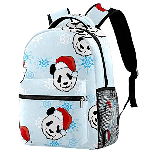 Sac à dos de voyage ergonomique panda de Noël grand volume avec porte-bouteille