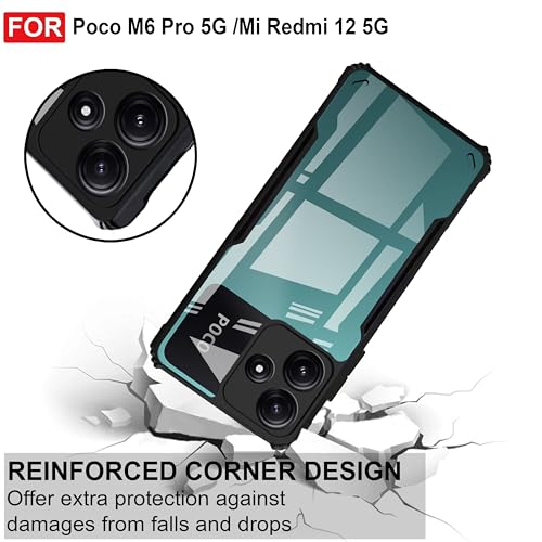 Image of Zapcase Back Case Cover for Poco M6 Pro 5G | Compatible for Poco M6 Pro 5G Back Case Cover | Clear Case with Camera Protection | (TPU + PC | Matte Black)