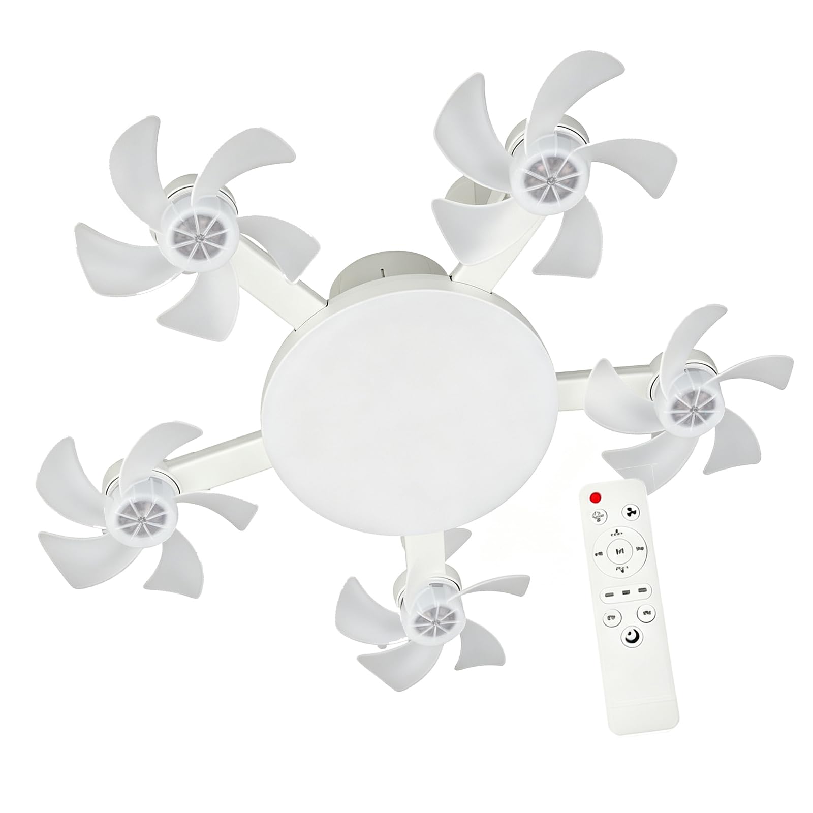 ANBTUKJ E27 Ceiling Fan Light with Remote, Screw-in 3-Speed 3-Color Dimmable Quiet Foldable Low Profile for Closet Kitchen Bedroom RV