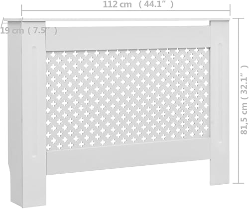 Vista 19 de Estante rectangular moderno blanco del gabinete de la cubierta del radiador, 44.1"x7.5"x32.1", sala de estar, independiente