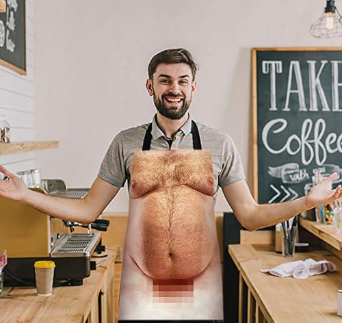 SWNTN Aventais de barriga masculinos engraçados para cozinha criativos aventais de grelhar brincadei