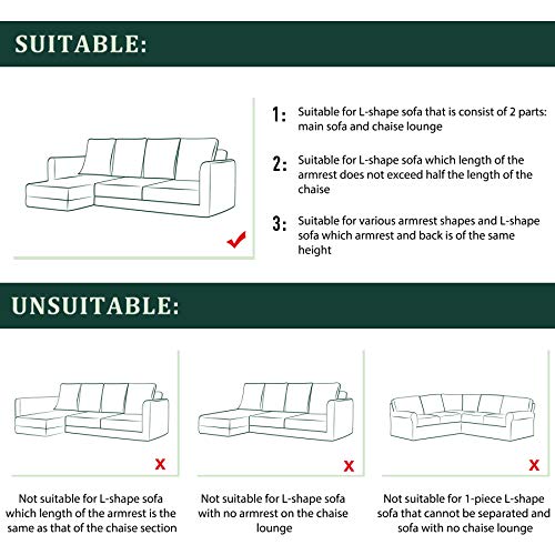 Chun Yi Stretch Sectional Couch Covers Soft L Shaped Sofa Slipcovers With Elastic Bottom, Jacquard Chaise Lounge Set For Living Room 2 Seat Sofa (Left Chaise,Teal) #TOP4