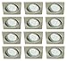 Produktbild Trango 12er Set Einbaustrahler I Deckenstrahler TG6729-122SB in Eckig Edelstahl-Look incl. 12x GU10 LED Leuchtmittel, Einbauleuchten, Deckenleuchte, Einbauleuchte schwenkbar direkt 230V