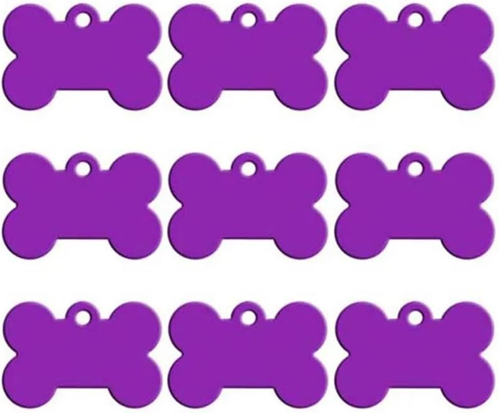 Wholesale 100 PCS Blank Pet Tag Custom Aluminum Pet Tag Bone Cat Dog Id Card Engraved Pet Dog Id Card Pet Name Number Tag Label Nameplate,Purple,39x26x1mm