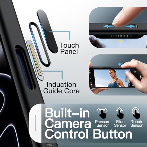 Image of JETech Magnetic Case for iPhone 17 Pro 6.3-Inch Compatible with MagSafe, Shockproof Slim Phone Cover with Built-in Camera Control Button, Matte Translucent Back (Black)