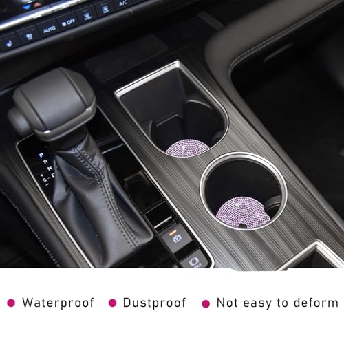 Image of Ziciner 2PCS Bling Car Cup Holder Coaster, 2.73 Inch Anti-Slip Cup Insert Coasters, Crystal Rhinestone Auto Drink Cup Mat, Universal Interior Decor Car Accessories for Women Girls (Pink)