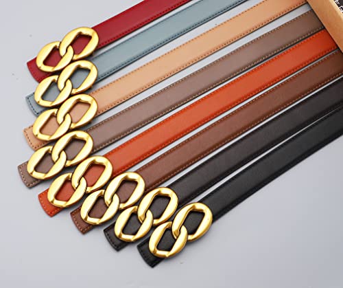 Womens Thin Belts Skinny Leather Dress Belt, Gold Double Ring Buckle for Jeans Pants2