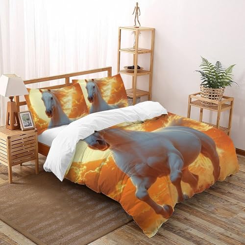 Housse de couette double microfibre cheval imprimé 3D