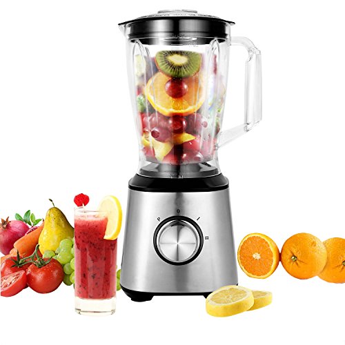 Countertop Blender 800W 60.8oz Personal Blender for Shakes with BPA Free Blender Jar 2-Speed Control Stainless Steel Single Serve Blender Silver