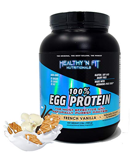 HEALTHY N FIT 100% Egg Protein- French Vanilla,2LB :100% Egg White Protein Plus Natural Peptides. Zero Sugar, Zero Fat