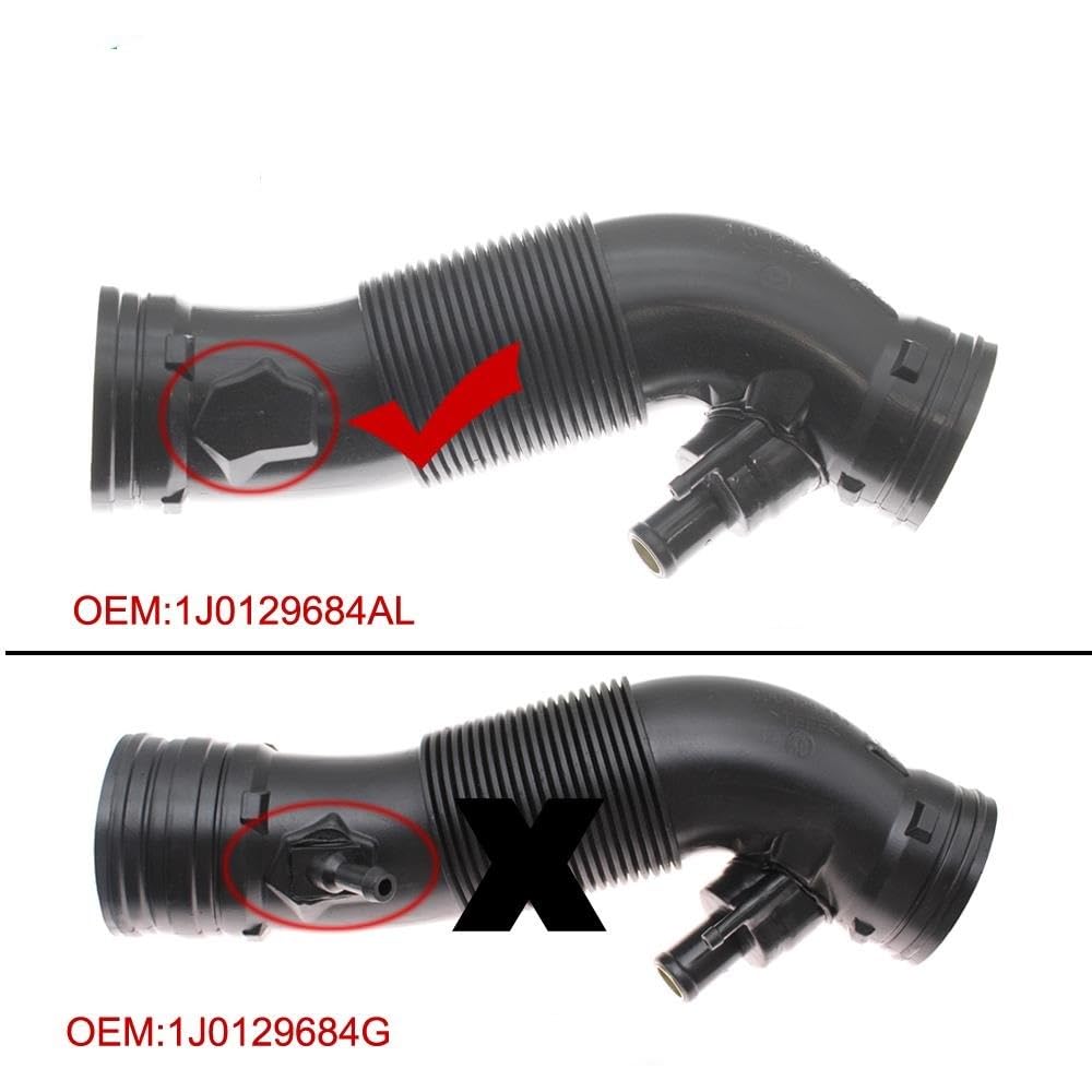 Manguera de entrada del filtro de aire Manguera de admisión de filtro de aire 1J0129684AL de 1,6 l, compatible con Audi A3, Seat Leon, Toledo II, Skoda Octavia I, VW GOLF BORA 1J0 129 684 AL Extremo d