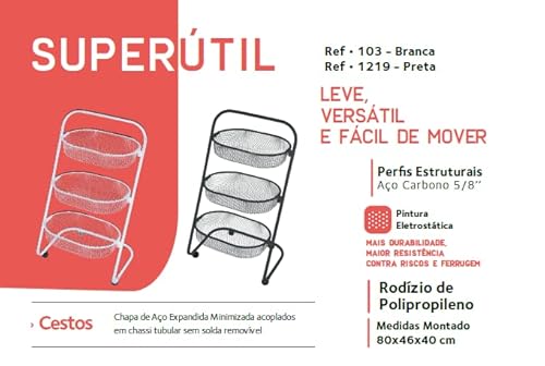 Fruteira Cozinha Chao Resistente Desmontavel Branca Metaltec
