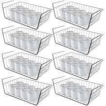 8 Pcs Under Shelf Basket, Hanging Under Cabinet Wire Storage Rack Slides Under Wire Shelves for Counter Pantry Desk Bookshelf,Black