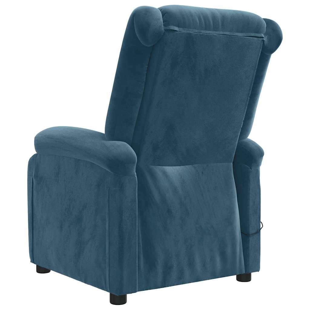 Generico Poltrona Massaggiante Elettrica Blu in Velluto,3098414