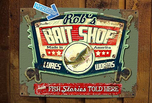 Sign for a bait and fishing tackle store, California Stock Photo