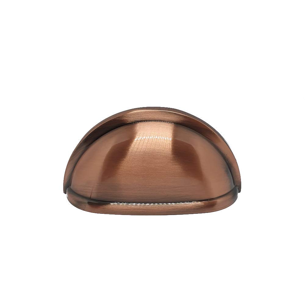 Cascia, Cup Cabinet Furniture Handle, Gloss Brushed Copper, 76mm Hole Centers, Kitchen & Bedroom Handle