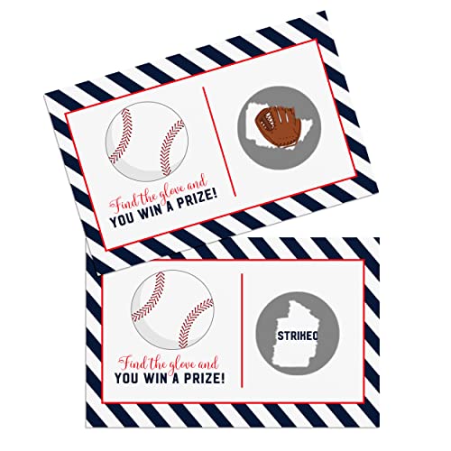 Baseball Scratch Off Cards (28 Pack) Boys Baby Shower Games - Gender Reveal, Graduation, Birthday – Raffle Tickets For Groups, Kids And Adults - Sports Favors Red And Blue #TOP3