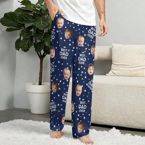 Best Dad Ever Pajama Pants with Faces, Personalized Pajamas with Face, Gifts for Dad Daddy Grandpa Papa Fathers Day2