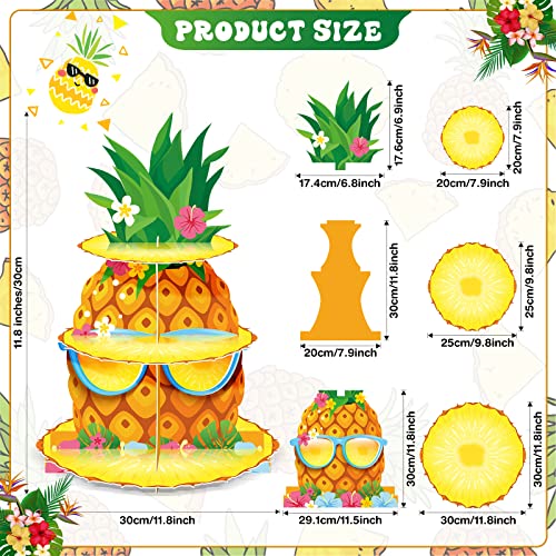 Zopeal 3 Tier Hawaiian Pineapple Cupcake Stand Pineapple Theme Cupcake Holder Luau Aloha Cake Holder Decorations Tropical Cupcake Dessert For Summer Pool Beach Baby Shower Birthday Party Supplies #TOP1