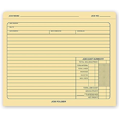 ABC Job Folder Manila File Jackets, 12 x 10" Preprinted to Track & Organize Jobs & Work Details,Open Top (50 Folders) Cover