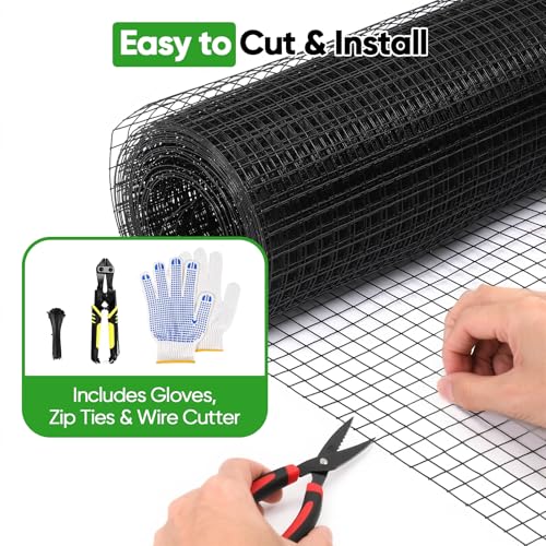 Black Hardware Cloth 48in x 50ft – 19 Gauge Vinyl Coated Steel Wire Mesh Roll, 1" Square Welded Fence for Chicken Coop, Garden Barrier, Animal Control, Outdoor Pet Enclosure, Rodent Proofing by YeeJinHong - Image 5