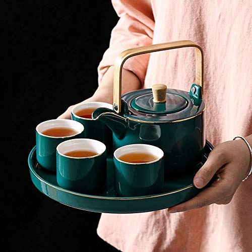 SGSG Juego de té de cerámica Creativa nórdica, Juego de Taza de café, té de la Tarde, Bandeja de fregado para el hogar… - Imagen 7