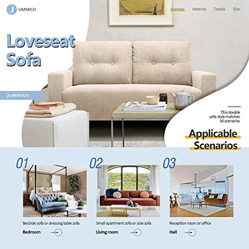 image for JUMMICO Modern Loveseat Sofa Fabric Couch Mid Century Love Seat with 2