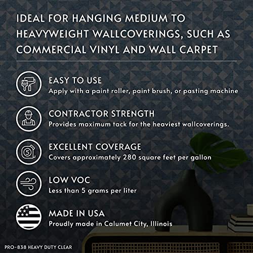 ROMAN PRO-838 Heavy Duty Clear Wallpaper Adhesive, for Commercial Weight Wallcoverings, Wall Carpet, Non-Wovens, and More, 1 Gallon (300 sq. ft.) - Image 7