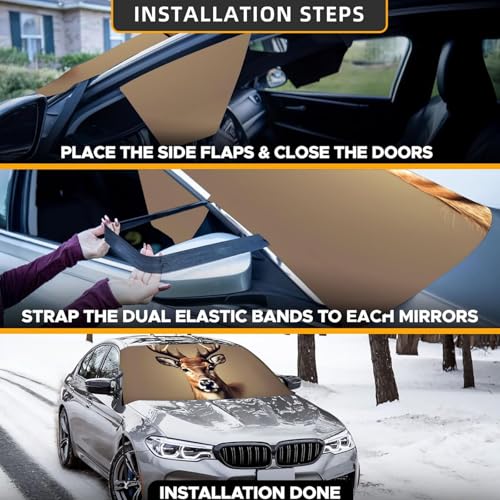 Protector de parabrisas para invierno con diseño de ciervo ideal para heladas mañaneras 4