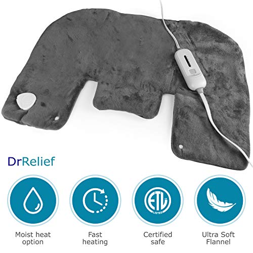 Electric Neck and Shoulder Warmer Heating Pad (18”x25”) Gray - Fast-Heating Technology, 3 Heat Settings, Moist Heat Therapy Option, Fast Heating, Convenient Storage Bag - Thumbnail 3