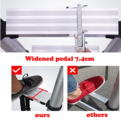 Aluminum Telescoping Ladder Extension Ladder Portable Steps Ladder 6+7 Steps Compact Aluminium Herringbone Ladder, 330Lbs Capacity, For Household, Rv, Outdoor #TOP4