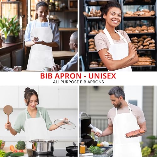 image for Utopia Kitchen 10 Pack Bib Apron, Unisex Adjustable Aprons with 2 Pock