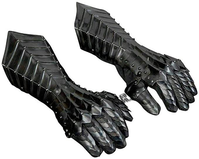 Nautical Replica Hub Armor Black Antique Nazgul Gauntlets Steel Medieval Armor Gloves Pair Crusader LARP Halloween Gauntlets