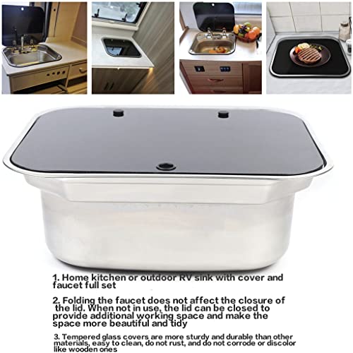 Yiyibyus 17 In Workstation Drop-In Sink, Kitchen Or Rv Sink With Folding Faucet Lid &Strainer Full Set, Stainless Steel Bar Boat Caravan Camper Van Hand Wash Basin Single Bowl #TOP1