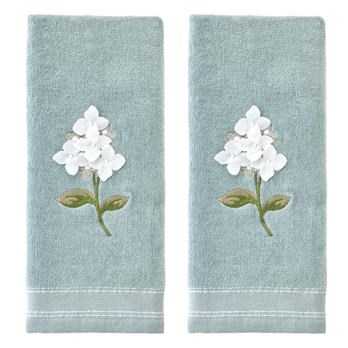 SKL Home Farm Hydrangea Hand Towel Set-2pc, Embroidered, Seafoam