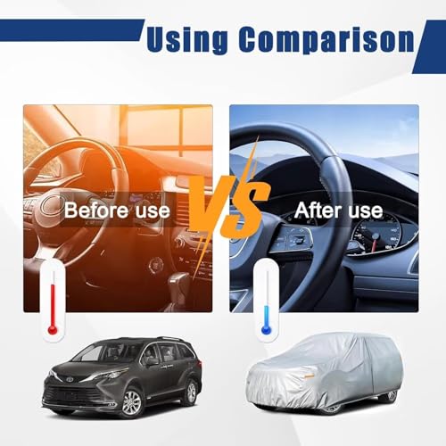 Image of Kayme 6 Layers Hatchback Car Cover Custom Fit for Dodge Grand Caravan (1996-2020), Waterproof All Weather for Automobiles,Rain Sun UV Protection.Silver