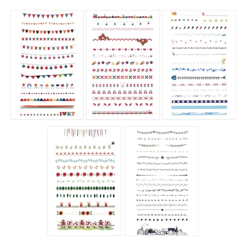 5 Piezas Pegatinas Scrapbooking para Álbum de Fotos, Decorar Cuadernos, Línea Divisoria, Diario, Laptop y Creación de Tarjetas