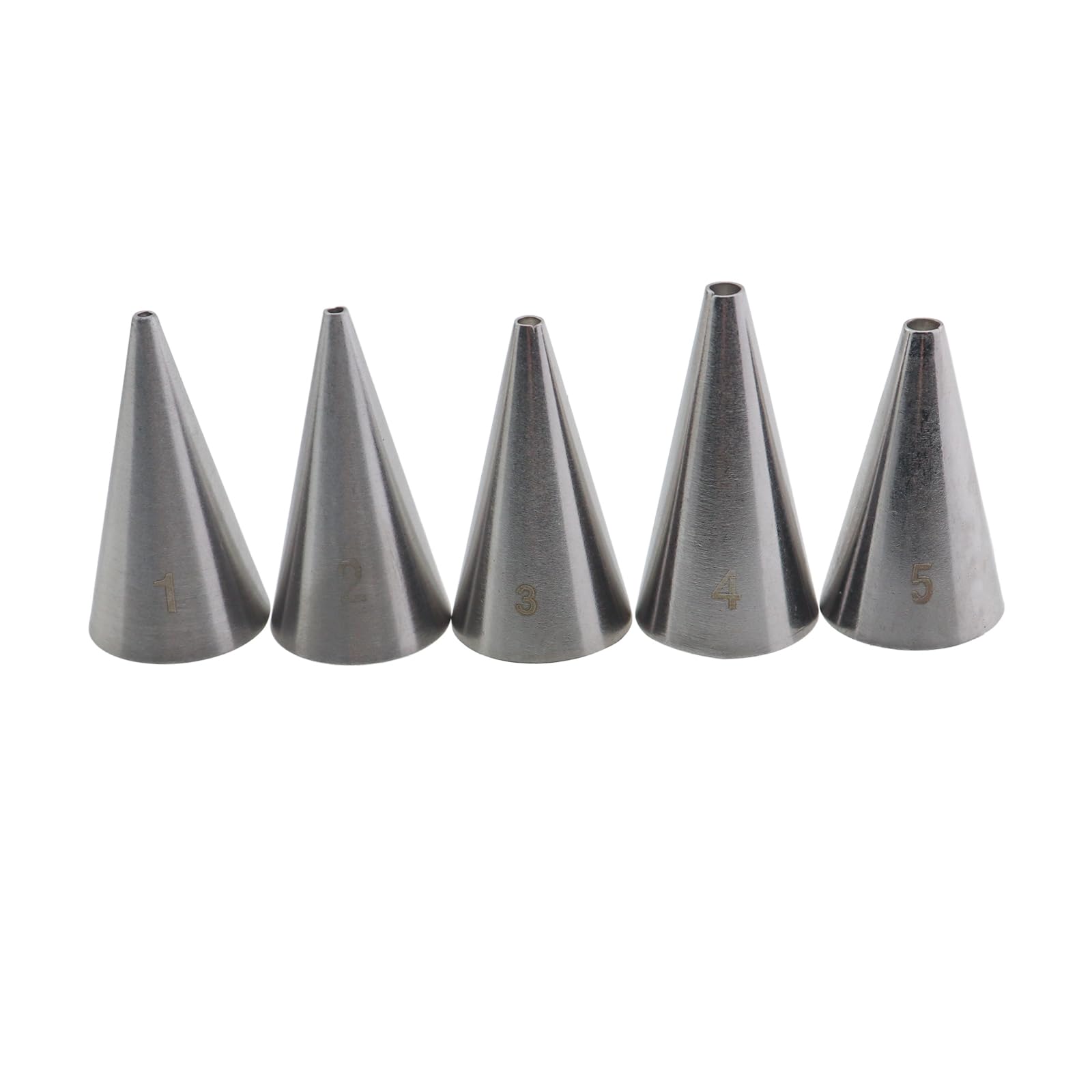 Guifeng 5PCS Silver 304 Stainless Steel Round Mouth Fine Hole Laminating Nozzle Icing Nozzle Cream Milking Nozzle Cake Baking DIY Tool 1mm/1.5mm/2mm/2.5mm/3mm