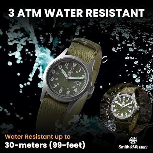 Image of Smith & Wesson Men's SWW-1464-OD Military Multi Canvas Analog Straps Watch
