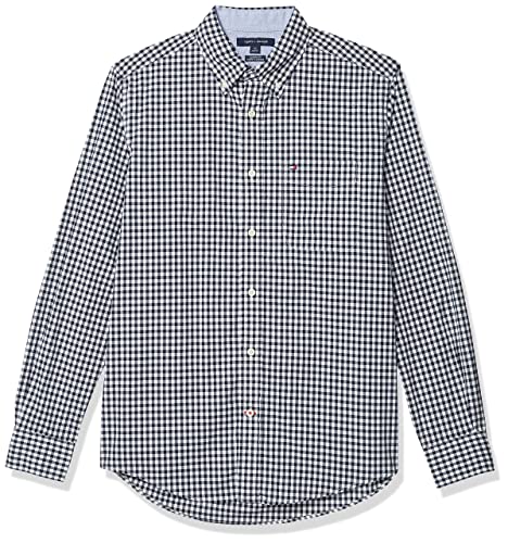 Tommy Hilfiger Mens Long Sleeve Casual Button-Down In Classic Fit Button Down Shirt, Navy Blazer, Large Us #TOP3