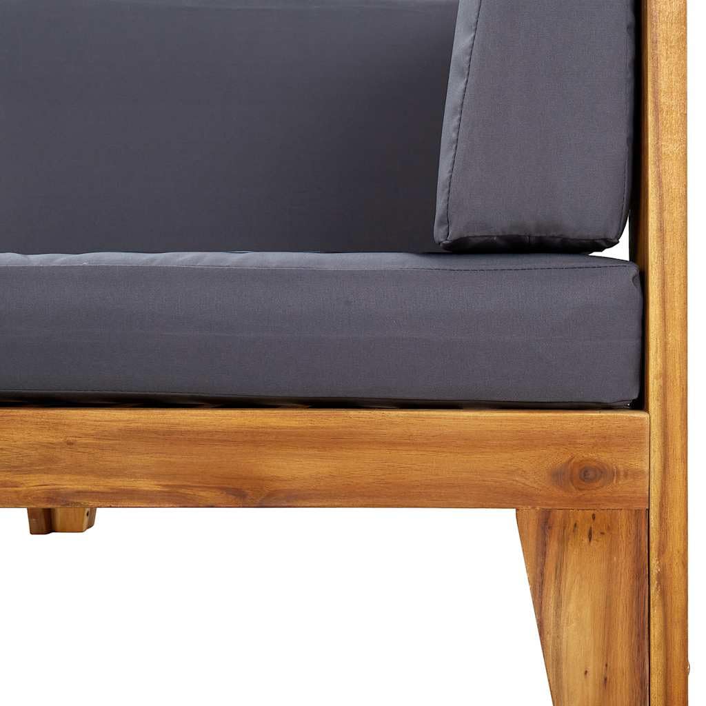 vidaXL Akazienholz Massiv Modular Ecksofa mit Dunkelgrauen Kissen Gartensofa Sofa Lounge Gartenmöbel Einzelsofa Holzsofa Sessel Outdoor Terrasse