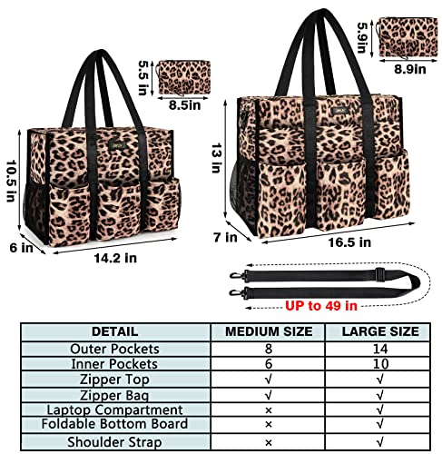 Image of IBFUN Utility Tote Bag with 14 /24 Pockets Zip Top Teacher Tote Bag for Teacher /Work Women
