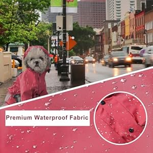 Waterproof Puppy Dog Raincoats with Hood for Puppy Small Medium Dogs, Waterproof Dog Rain Coat Jacket with Reflective Strap and Leash Hole, Easy to Put On & Off Poncho (Small, Pink)