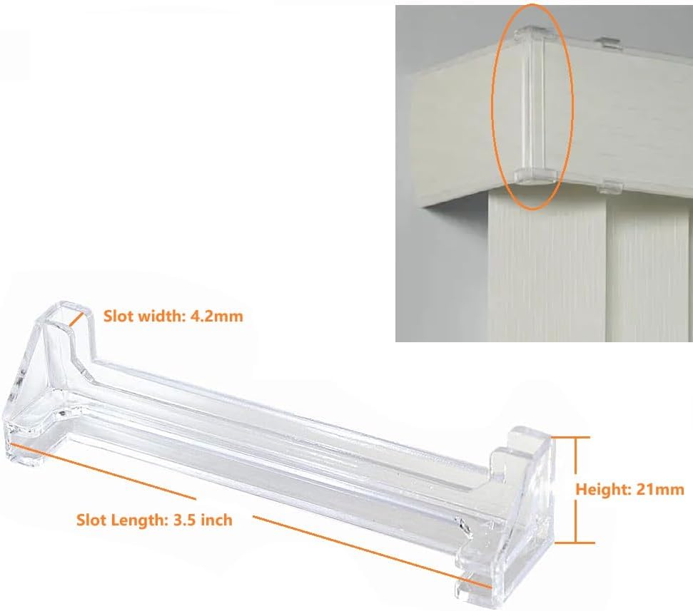 Cutelec Vertical Blind Valance Corners 4 Pack 3.5inch Clear Plastic for L Sharp Dust Cover,Blinds Parts,Accessory,Components