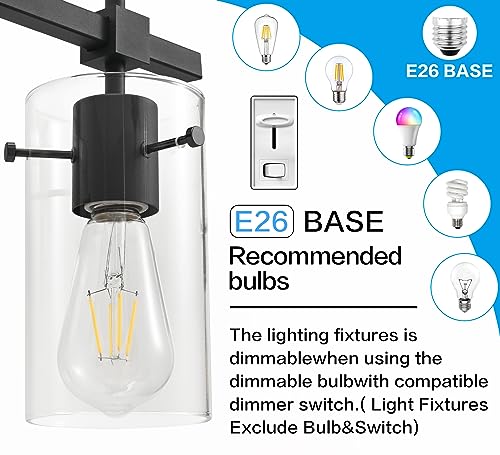 Image of SOLFART 4 Lights Vanity Light Black Bathroom Vanity Lights Over Mirror Vanity Lights for Mirror Bathroom Light Fixture