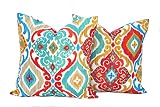 That Dutch Girl Two Indoor/Outdoor Ikat Print Pillow Covers, Cushion, Decorative Throw Pillow, Yello