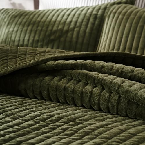 Shalala New York Y21021 Shalala Velvet Quilt King Size,Striped Bedding Set,Lightweight Velvet Comforter,Luxurious Cozy Bedspread And Coverlet thumb #2