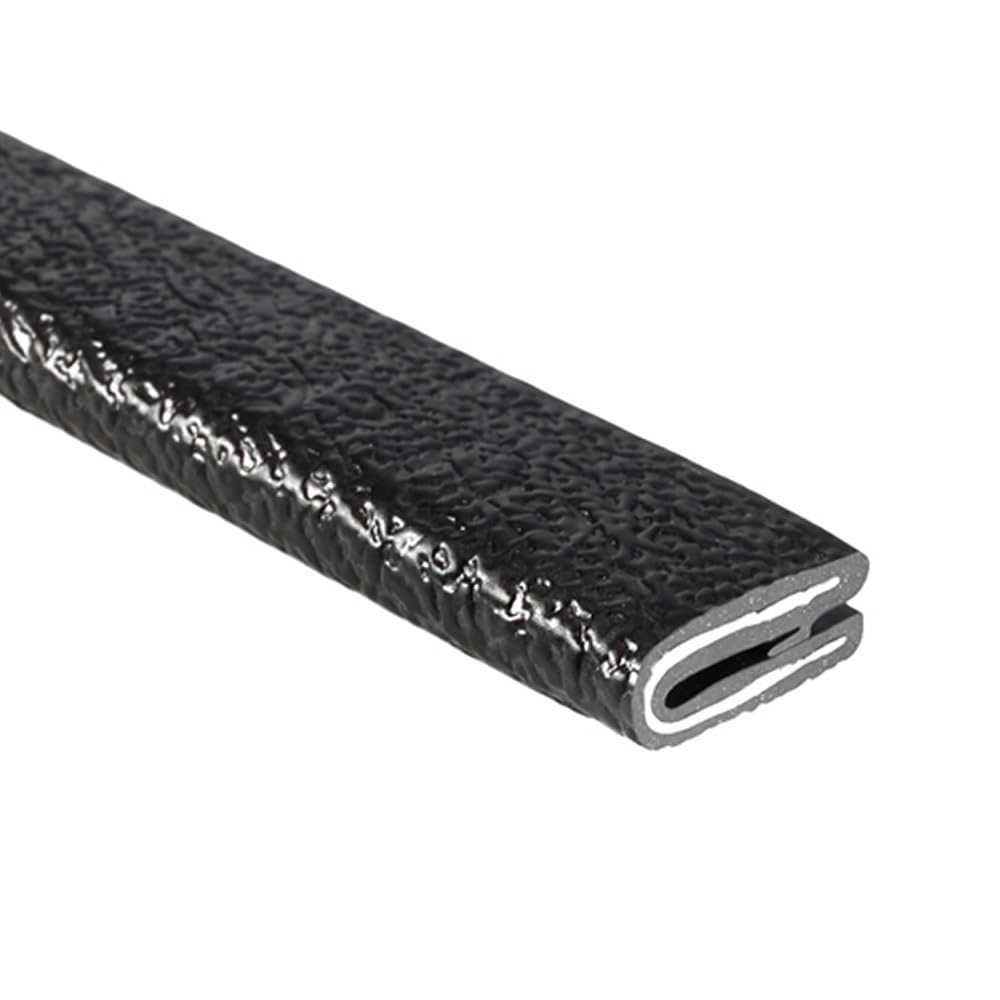 TRIM-LOK Edge Trim - Fits 1/16" Edge, 9/16” Leg Length, 25’ Length - Single Gripping Finger - Black, Pebble Texture - Flexible PVC Edge Protector
