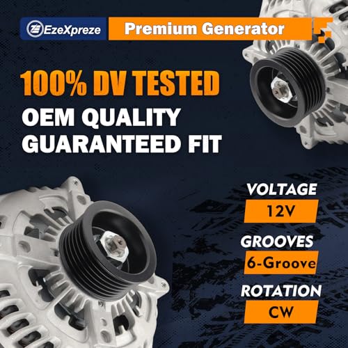 Image of Ezexpreze Alternator Compatible with Ford F-150 F150 2015-2020 5.0L V8, 12V 240A 6-Groove Pulley Clockwise, OE# 44000 42103 FL3T10300JA FL3Z10346G HL3710300FA HL3Z10346F 1042110081 1042110080